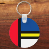 グルーヴカラフルモダンモンドリアンスタイル抽象芸術アート キーホルダー (正面)