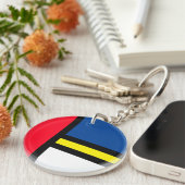 グルーヴカラフルモダンモンドリアンスタイル抽象芸術アート キーホルダー (正面右)