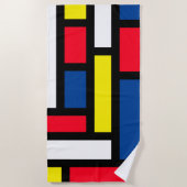 グルーヴカラフルモダンモンドリアンスタイル抽象芸術アート ビーチタオル (正面)