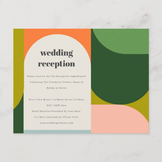 グルーヴカラフルレトロアーチはっきりしたウェディング エンクロージャーカード (正面)