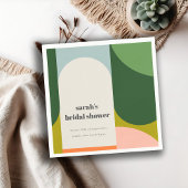 グルーヴカラフルレトロアーチ抽象芸術ブライダルシャワー スタンダードカクテルナプキン