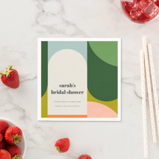 グルーヴカラフルレトロアーチ抽象芸術ブライダルシャワー スタンダードカクテルナプキン (インサイチュ)