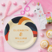 グルーヴカラフルレトロウェーブボー結婚ズ ペーパープレート (パーティー)