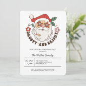 グルーヴカラフルレトロクリスマスパーティの招待状 招待状 (スタンド正面)