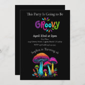 グルーヴカラフルレトロ誕生日招待状 招待状 (正面/裏面)