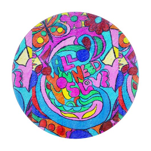 グルーヴカラフル平和と愛 カッティングボード (正面)