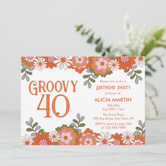 グルーヴクラシックィーヒッパイフローラリーフ誕生日 招待状 (スタンド正面)