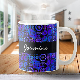 グルーヴクールボホレトロシックブルーパープルヒッピー コーヒーマグカップ