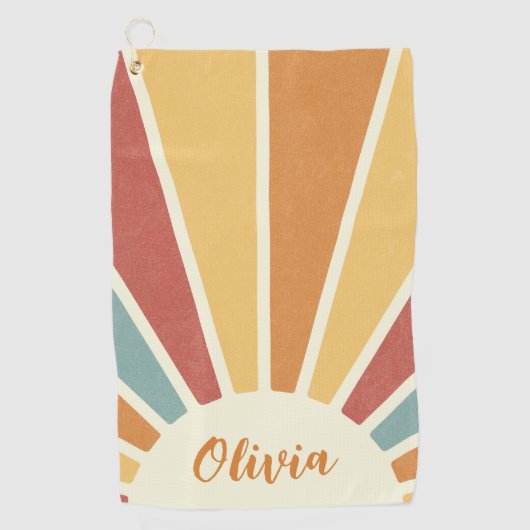 グルーヴグランジレトロスタイルサンシャインデザイン ゴルフタオル (正面)