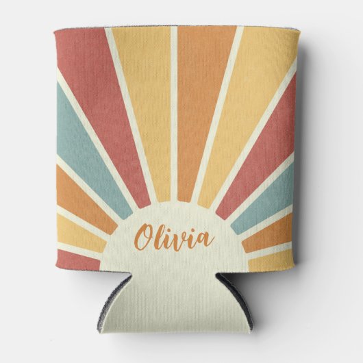 グルーヴグランジレトロスタイルサンシャインデザイン 缶クーラー (正面)