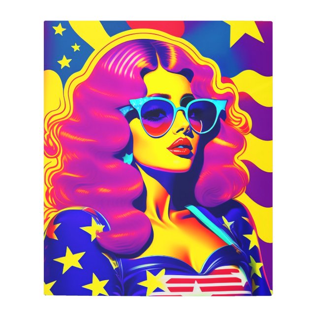 グルーヴサイケデリックスターズ感覚ヴィンテージガールポー メタルプリント (正面)