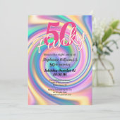 グルーヴファンキーィスコ絞り染め女子50誕生日 招待状 (スタンド正面)
