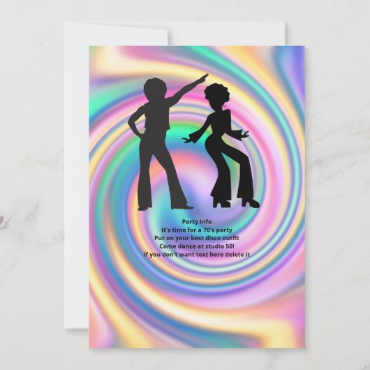 グルーヴファンキーィスコ絞り染め女子50誕生日 招待状 (裏面)