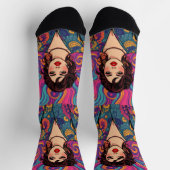 グルーヴファンキーカラフルブルネット美しい若々 ソックス (上部)