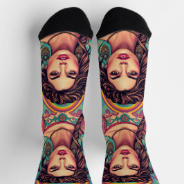 グルーヴファンキーカラフル若いブルネット美しい ソックス