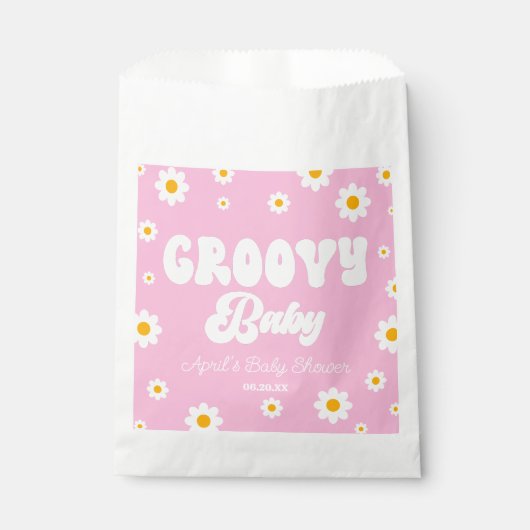 グルーヴベビーデイジーフラワーフローラピンクベビーシャワー フェイバーバッグ (正面)