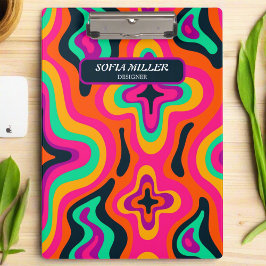 グルーヴモダンコロフルレトロレインボホ抽象芸術 クリップボード