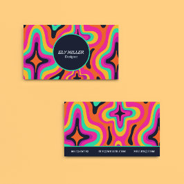 グルーヴモダンコロフルレトロレインボホ抽象芸術 名刺