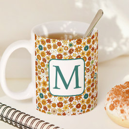 グルーヴレトロカラフルフラワーパターンボホフローラ コーヒーマグカップ