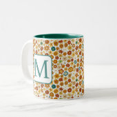 グルーヴレトロカラフルフラワーパターンボホフローラ ツートーンマグカップ (正面左)