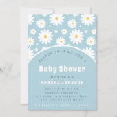 グルーヴレトロフローラダスティーブルーズデイジーベビーシャワー 招待状 (正面)