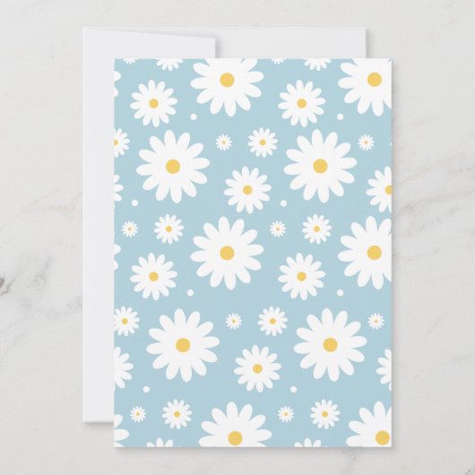 グルーヴレトロフローラダスティーブルーズデイジーベビーシャワー 招待状 (裏面)