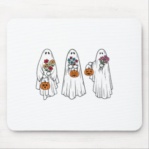 グルーヴヴィンテージフローラ幽霊かわいいハロウィン不気味 マウスパッド