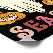 グルーヴ不気味シーズンカワイ幽霊ホールディングカボチャHa ポスター (角)