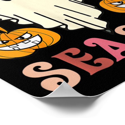 グルーヴ不気味シーズンカワイ幽霊ホールディングカボチャHa ポスター (角)