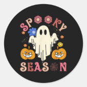 グルーヴ不気味シーズンカワイ幽霊ホールディングカボチャHa ラウンドシール (正面)