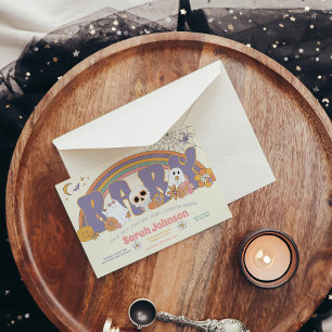 グルーヴ不気味ハロウィーン幽霊ガールベビーシャワー 招待状