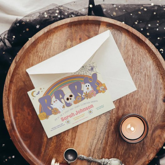 グルーヴ不気味ハロウィーン幽霊ガールベビーシャワー 招待状