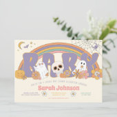 グルーヴ不気味ハロウィーン幽霊ガールベビーシャワー 招待状 (スタンド正面)