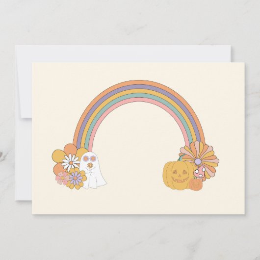 グルーヴ不気味ハロウィーン幽霊ガールベビーシャワー 招待状 (裏面)