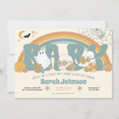 グルーヴ不気味ハロウィーン幽霊ボーイベビーシャワー 招待状 (正面)