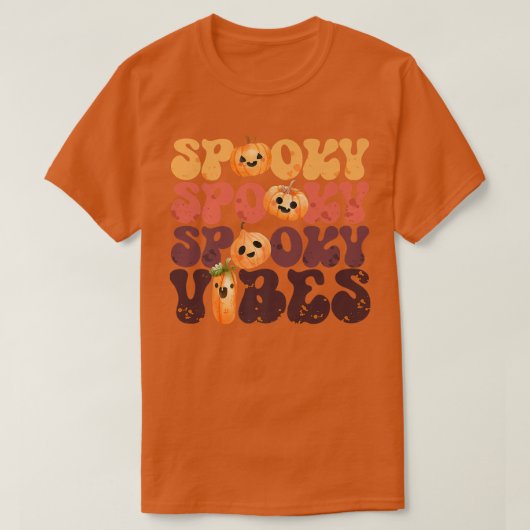 グルーヴ不気味ビベスヴィンテージカボチャ幽霊ヒッピーH Tシャツ (デザイン正面)