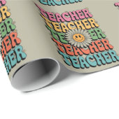 グルーヴ先生かわいいデイジーフラワーレトロバックスクール ラッピングペーパー (ロールコーナー)