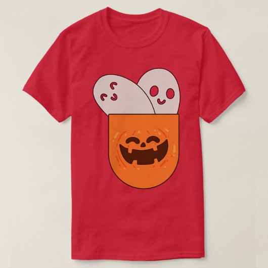 グルーヴ怖い幽霊不気味インポケットレトロハロウィー Tシャツ (デザイン正面)