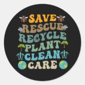 グルーヴ救ビー救助動物リサイクル地球の日 ラウンドシール (正面)