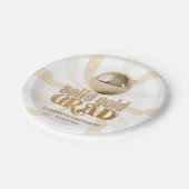 グルーヴ無地の金ゴールド大学院ディスコ卒業パーティー ペーパープレート (アングル)