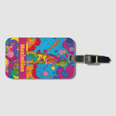 グルーヴ鮮やかロサイケデリックックのギタリスト ラゲッジタグ (正面横)
