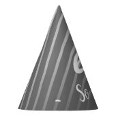 グレおもしろいーエレガントストライプーパターン男性60誕生日 パーティーハット (左)