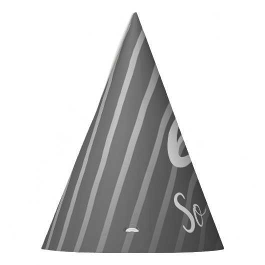 グレおもしろいーエレガントストライプーパターン男性60誕生日 パーティーハット (左)