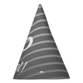 グレおもしろいーエレガントストライプーパターン男性60誕生日 パーティーハット (右)