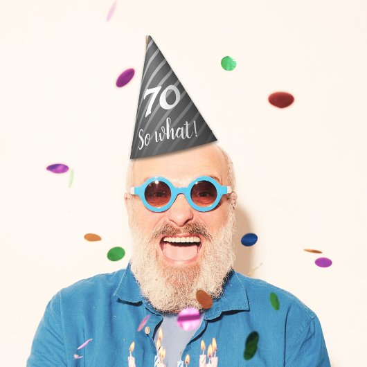 グレおもしろいーエレガントストライプーパターン男性70誕生日 パーティーハット