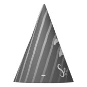 グレおもしろいーエレガントストライプーパターン男性70誕生日 パーティーハット (左)