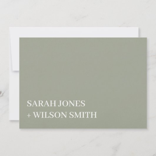 グレはっきりしたーモダンタイポグラフィ文字婚約招待状 サンキューカード (裏面)