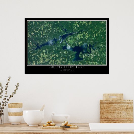 グレアーズフェリー湖アーカンソー衛星ポスターマップ ポスター (キッチン)