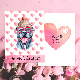 グレイおもしろいピットブルI Woof You Dog Valentine's Day シーズンカード