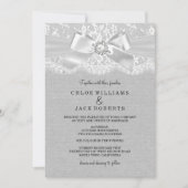 グレイかわいらしヴィンテージレース&バーラップウェディング招待 招待状 (正面)